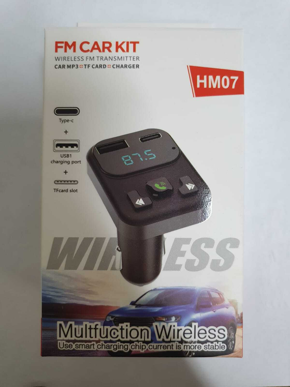 Автомобильный FM-трансмиттер HM07, Bluetooth, Type C, TF (черный)