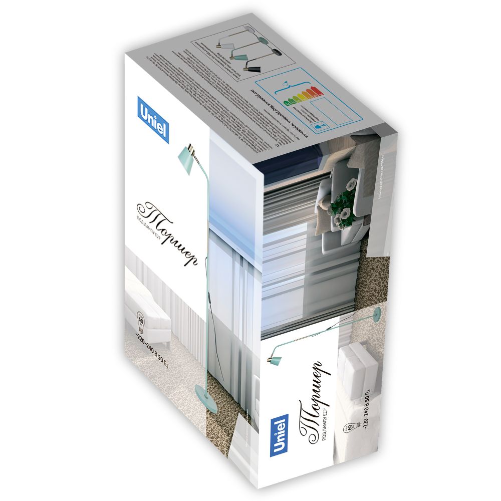 UML-T700 E27 GREEN Торшер напольный под лампу Е27. 40W. с регулировкой наклона. Механический выключатель. Зелёный. ТМ Uniel