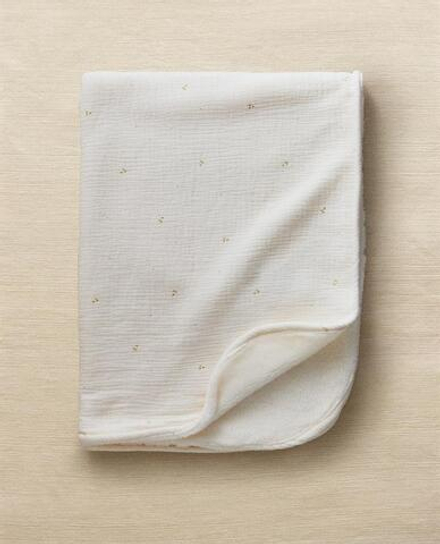 ZARA HOME ДЕТСКИЙ МУСЛИНОВЫЙ ПЛЕД С ПРИНТОМ, ЭКРЮ