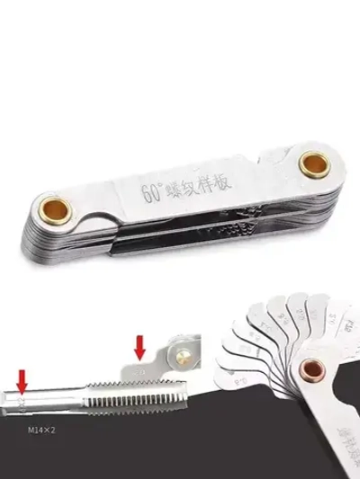 Резьбомер Метрический М60 и Дюймовый D55 Набор шаблонов Двухсторонний из стали для измерения шага резьбы