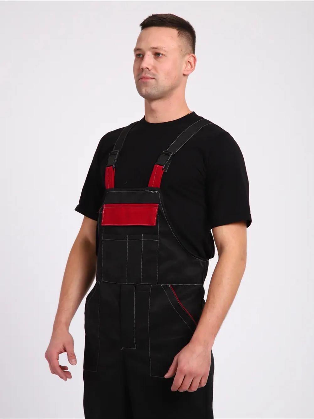 Комбинезон черный рабочие штаны на лямках летние