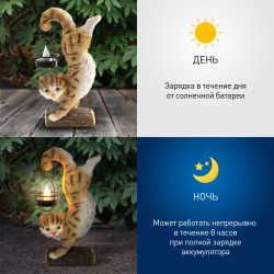 Светильник уличный ЭРА ERASF22-01 на солнечных батареях садовый Кот Акробат 37 см | Садовые декоративные светильники