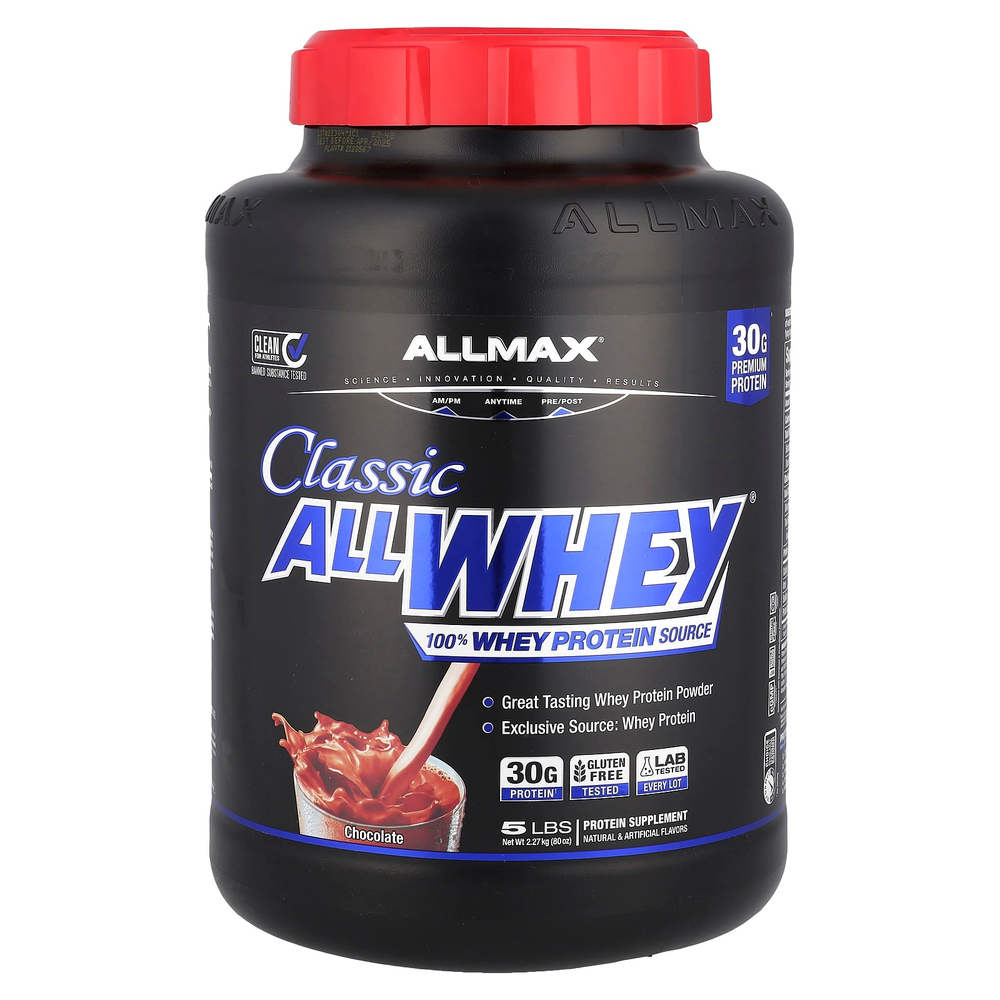 ALLMAX, CLASSIC ALLWHEY®, источник 100% сывороточного протеина, шоколадный вкус, 2,27 кг (5 фунтов)