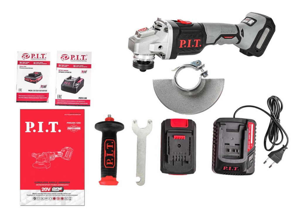 ЕАС Шлифмашина угловая  АККУМ. PWS20H-125D/1 (бесщет.20В, 125мм,4500-8000об/мин,1акб Li-Ion 4Ач, ЗУ)