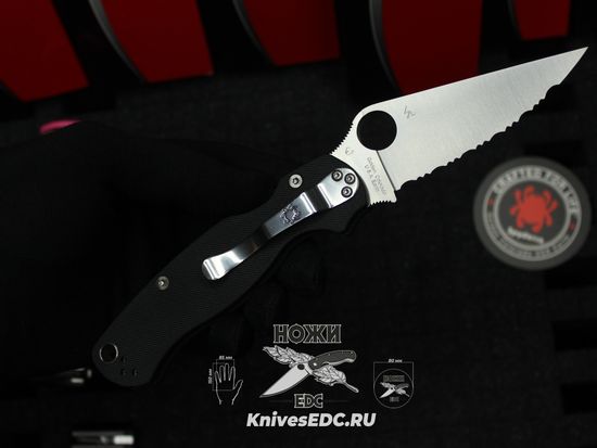 Складной нож Spyderco Paramilitary 2 81GS2 сиррейтор, c клинком из стали CPM-S45VN, рукоять G10