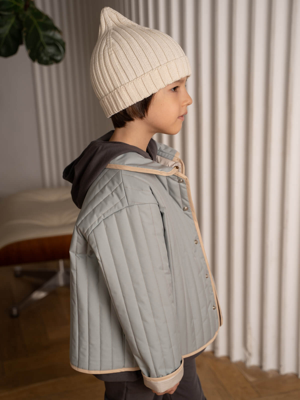 Куртка стёганая двухсторонняя Mjölk Magic Mint/White Beige