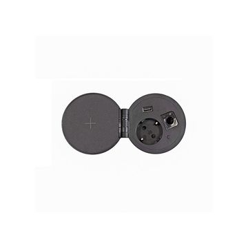 Блок розеток 51 (1 EURO + 2 USB-A + 1 USB-С + кабель-канал) Ø 80 мм, Черный