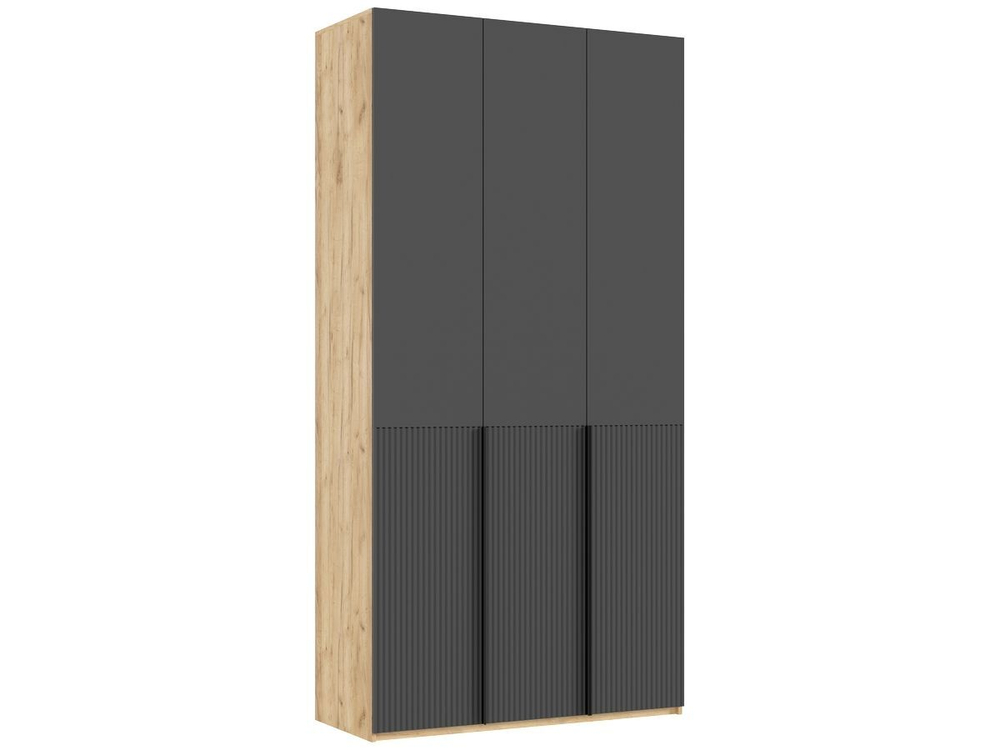 Шкаф для одежды распашной с полками и штангой 3 створки Браш Вайт/Дуб Крафт 120х 51х 240 см