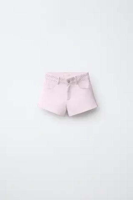 ZARA ШОРТЫ С ЗАКЛЕПКАМИ И ЗВЕЗДАМИ, РОЗОВЫЙ