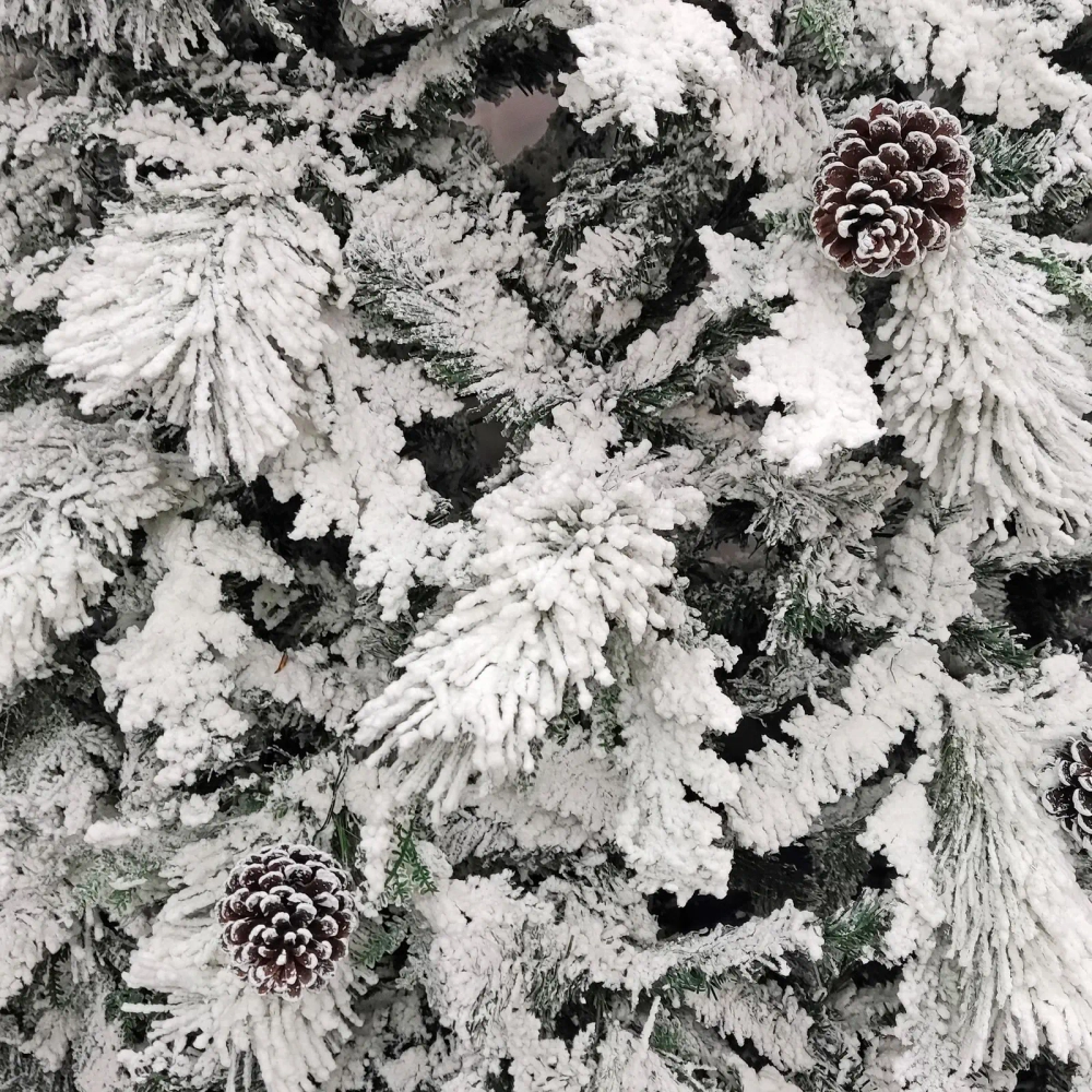 Ёлка «Кружевница» 210 см, ПВХ+Леска с шишками белая снежная посыпка (595 ветки)