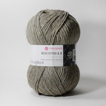 Носочная пряжа Россия Пехорка 50%полутонк.шерсть 50%акрил 5х100г/200м (371-Натур.серый)