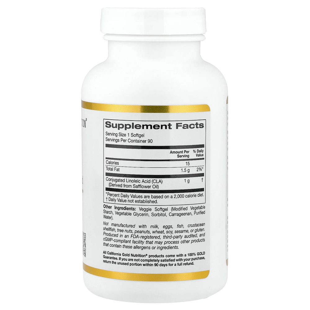 California Gold Nutrition, Clarinol, КЛК, конъюгированная линолевая кислота, 1000 мг, 90 мягких таблеток