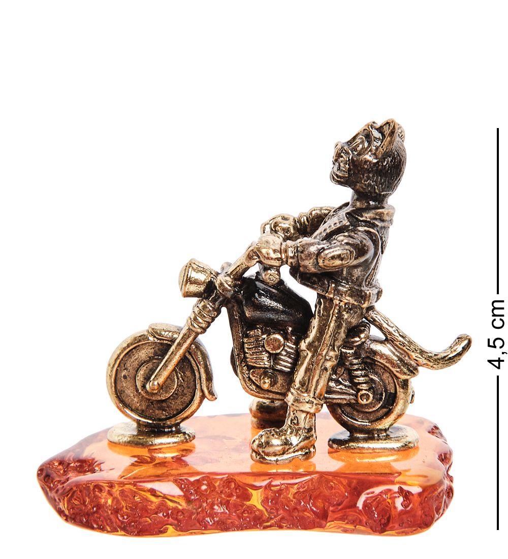Народные промыслы AM-1790 Фигурка «Кот байкер» (латунь, янтарь)