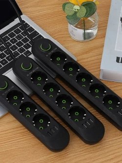 Удлинитель сетевой фильтр 10 метров 3 розетки 3 USB Черный