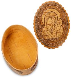 BST-110/ 4 Шкатулка «Пресвятая Богородица Казанская» (береста)
