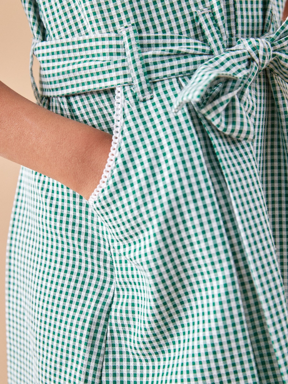 Платье школьное с поясом и резинка для волос в комплекте для девочки Next T40-875, Зеленый, Белый