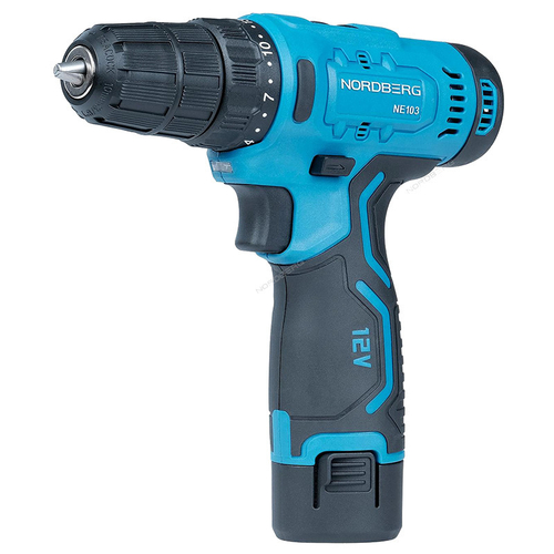 NORDBERG (NE103K) Шуруповерт аккумуляторный макс Ø сверла 10мм, 12В, 30Нм с акк. и зар. уст-вом