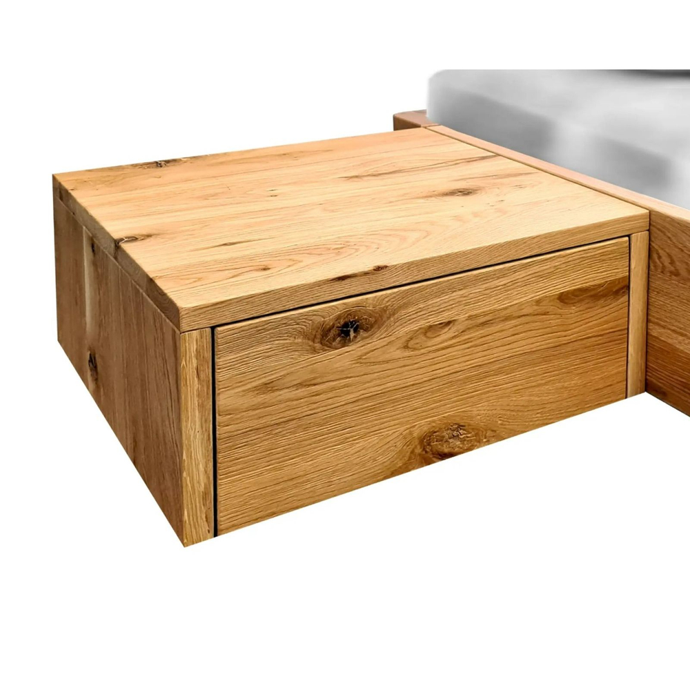 Тумба прикроватная парящая навесная 35х35х16, Дольче Вита, массив дуба с выдвижным ящиком, 1 шт, Dipriz