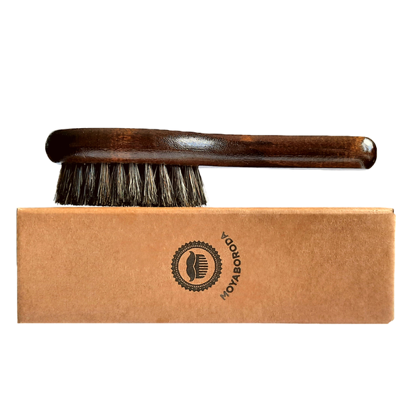 Щетка для бороды и усов MOYABORODA "DARK WOOD CLASSIC" (щетина кабана, жесткость: средняя, комфортная)