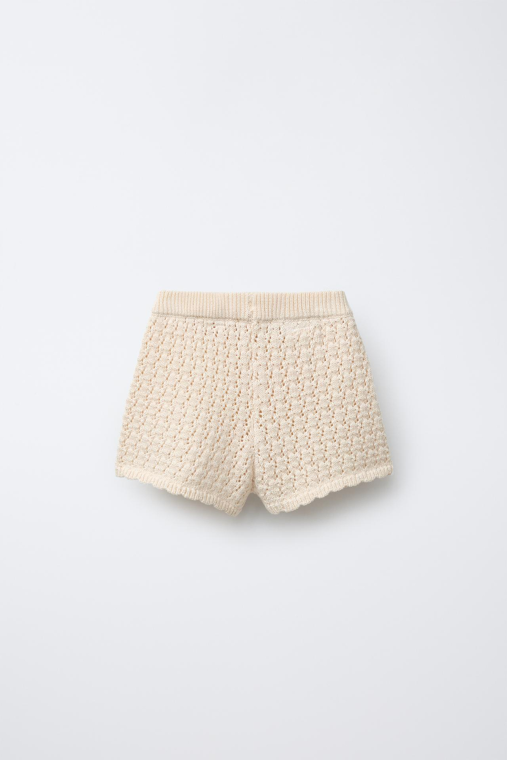 ZARA ТРИКОТАЖНЫЕ ШОРТЫ С БУСИНАМИ, ЭКРЮ