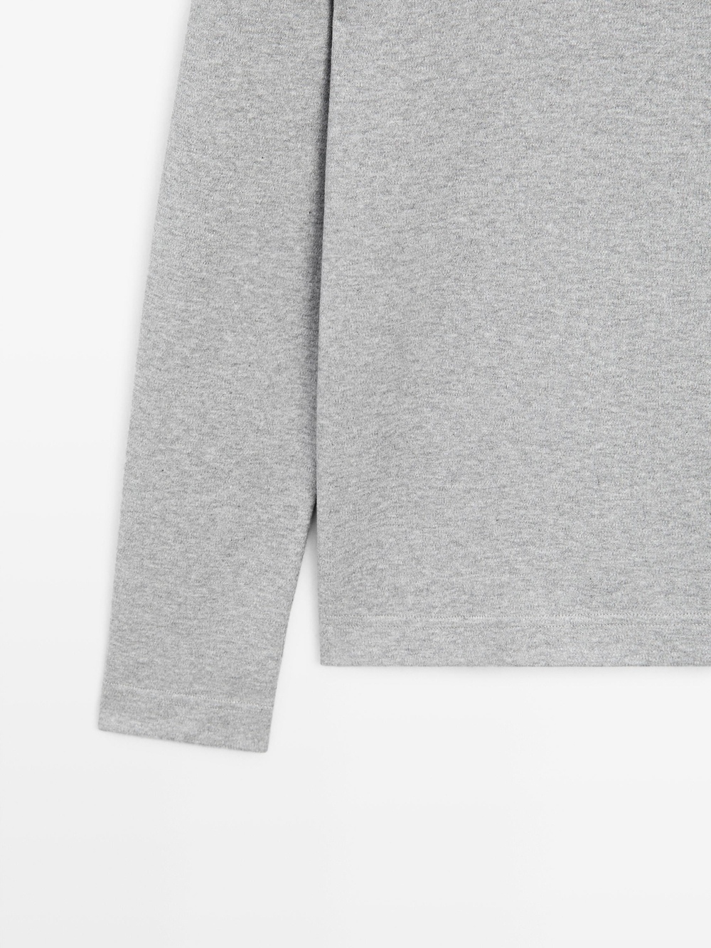 Massimo Dutti Футболка из хлопка с длинными рукавами, серый меланж