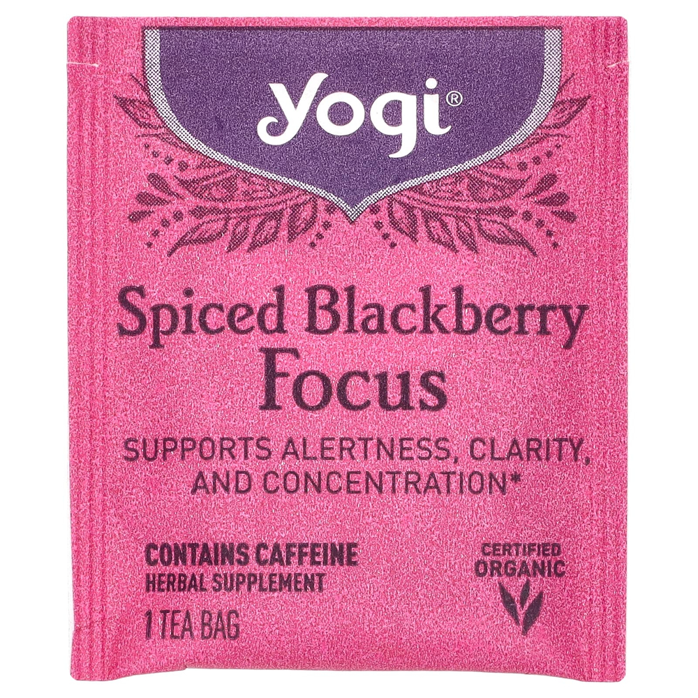 Yogi Tea, Focus, ежевика с пряностями, 16 чайных пакетиков, 32 г (1,12 унции)