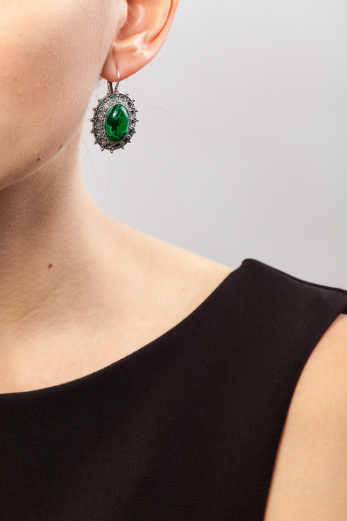 "Маланья" серьги в серебряном покрытии из коллекции "Славянка" от Jenavi  с английским замком