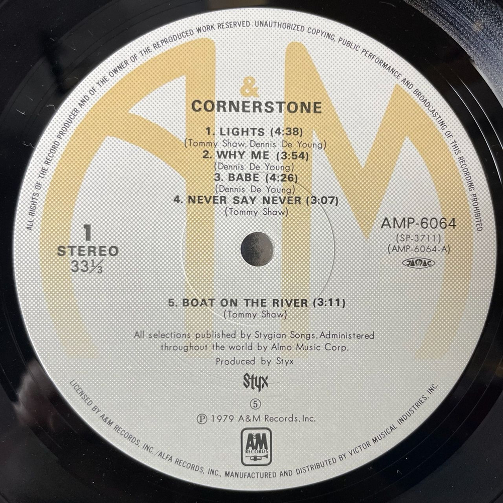 Винтажная виниловая пластинка LP Styx Cornerstone (Japan 1979) (Obi)
