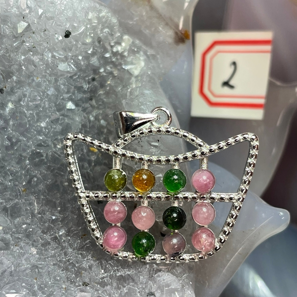 27080 Турмалин Кулон Корзинка 26*20мм