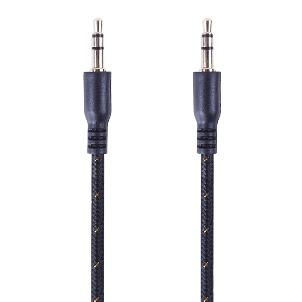 Аудиокабель AUX 3,5мм, 1м, черный, в тканевой оплетке REXANT