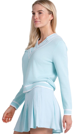 Женская теннисная куртка Lucky in Love Victory V-Neck Sweater - wave