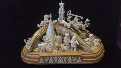 Северный праздник,  скульптурная композиция из кости