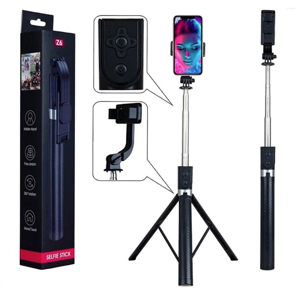 Монопод для селфи+Tripod Z6 Bluetooth (черный)