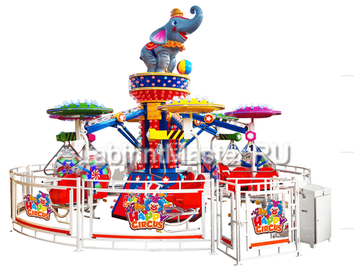 Электрическая Аттракцион карусель «Цирковой слоник», 6,5×6,5×4,2 м