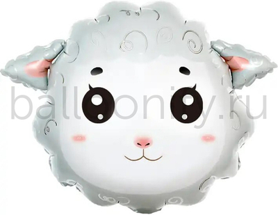 Шар (24''/61 см) Фигура, Голова, Нежная Овечка, 1 шт.
