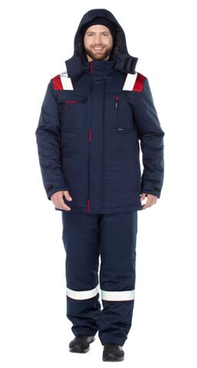 Костюм мужской утепленный "Анкер" с пк цв. синий-красный - ПОД ЗАКАЗ