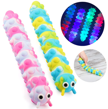 Антистресс Гусеница сквидопоп на присосках со светом 26см в ассортименте