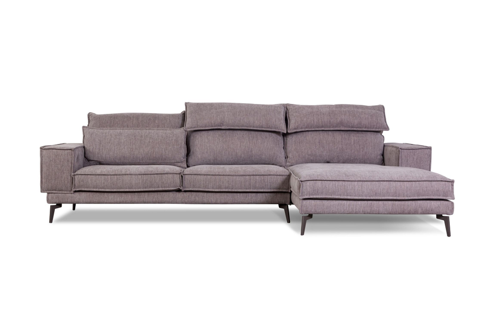 Диван ENZO с шезлонгом, рогожка, бежевый