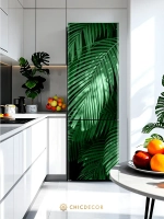 Наклейка интерьерная на холодильник Пальма зеленая