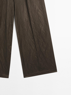 Massimo Dutti Брюки из сатина с жатым эффектом, шоколадный