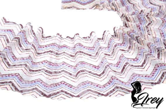 03-240 Кружево эластичное 22 см, Maya, ментол/лаванда/слива/персик