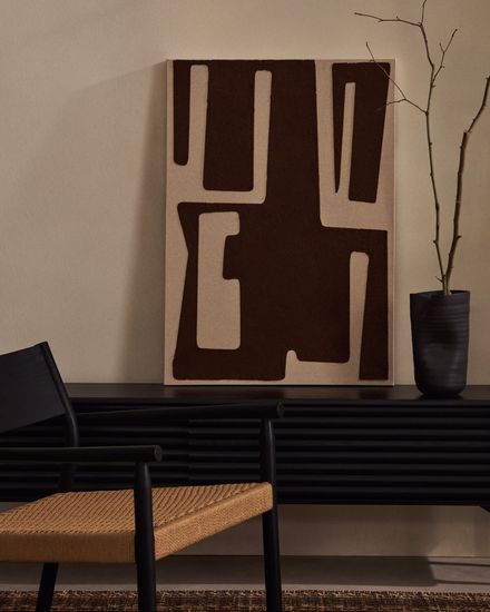 Тумба под телевизор Lenon, 2 дверцы черная из массива и шпона дуба