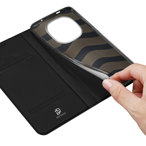Чехол книжка из кожи черного цвета для Xiaomi Redmi Note 15 Pro Plus 5G и Poco M8 Pro 5G, серия Skin Pro Series от Dux Ducis