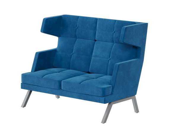 Алдо Диван двухместный высокий с декором из пуговиц ALDB-02 Velutto 54/Металл Серый 1430*960*1180