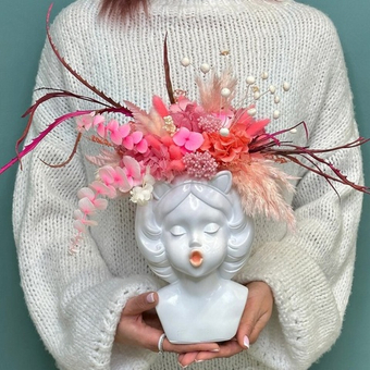 «Лолли поп» композиция из стабилизированных цветов и сухоцветов