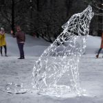 светодиодная фигура "Волк воющий" цвет холодный