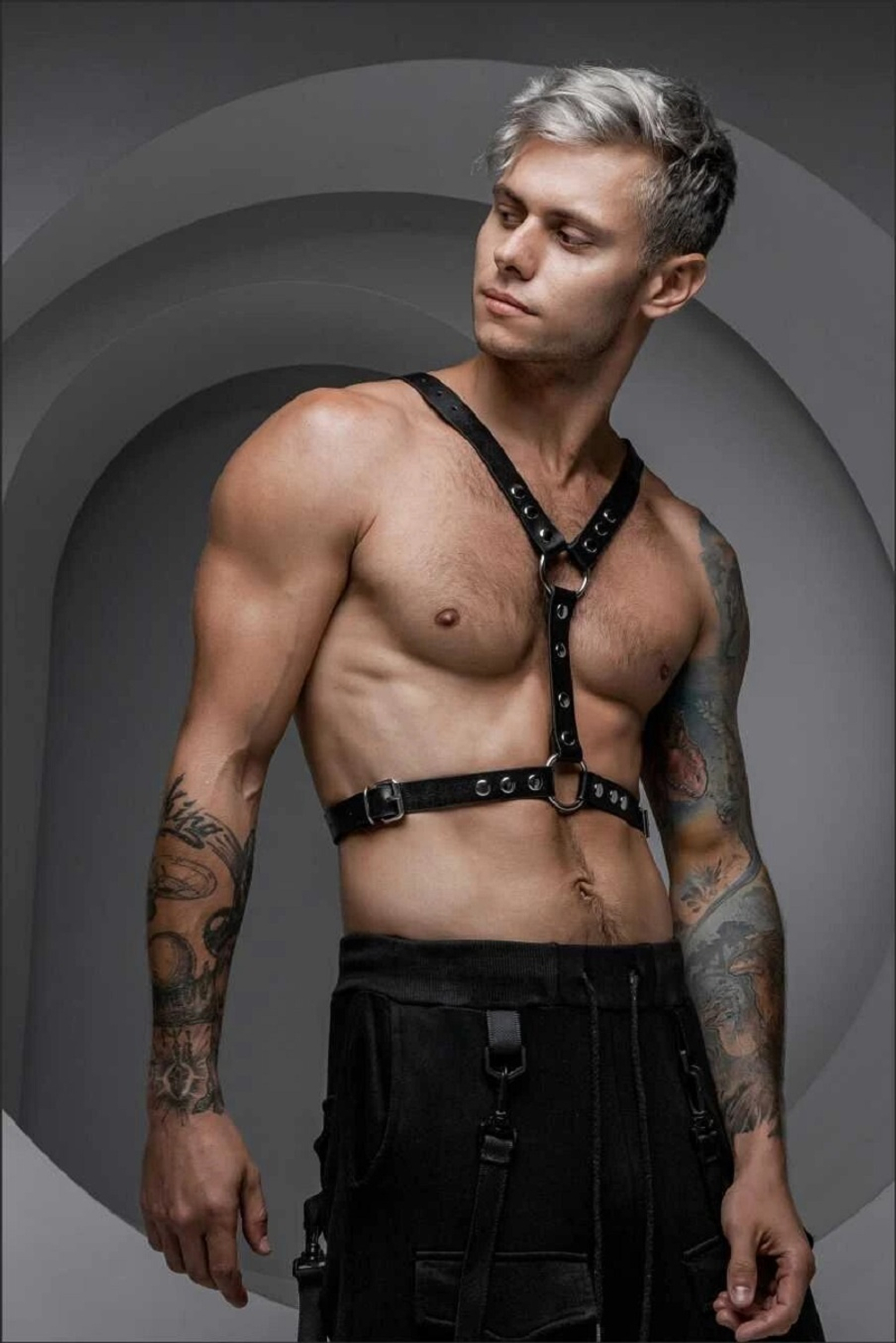 Портупея мужская Akvilon кожа черный L/XL