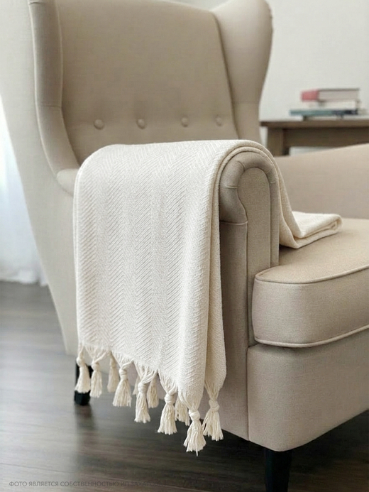Плед-покрывало из хлопка Sidney, цвет Кремовый