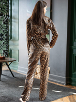 Пижамный комплект леопардовой расцветки: жакет и брючки (Размер: S) (Цвет: леопард)