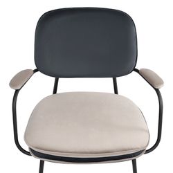 Стул с подлокотниками и контрастным кантом Pea, велюр, темно-серый/бежевый
